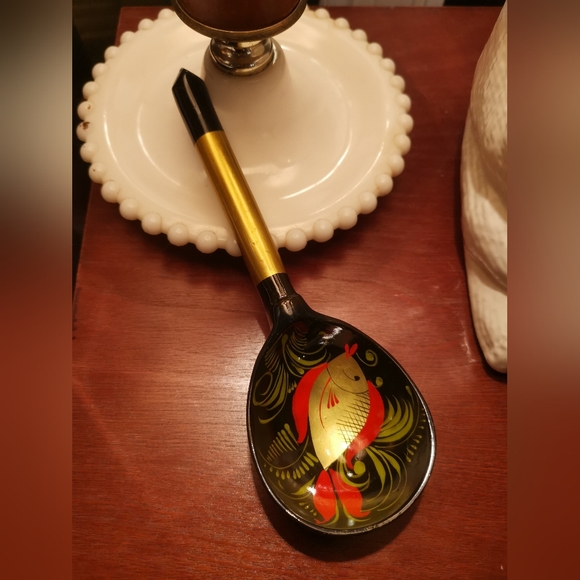 Pair of Handpainted Lacquered Wooden Spoon - Picture 4 of 5
